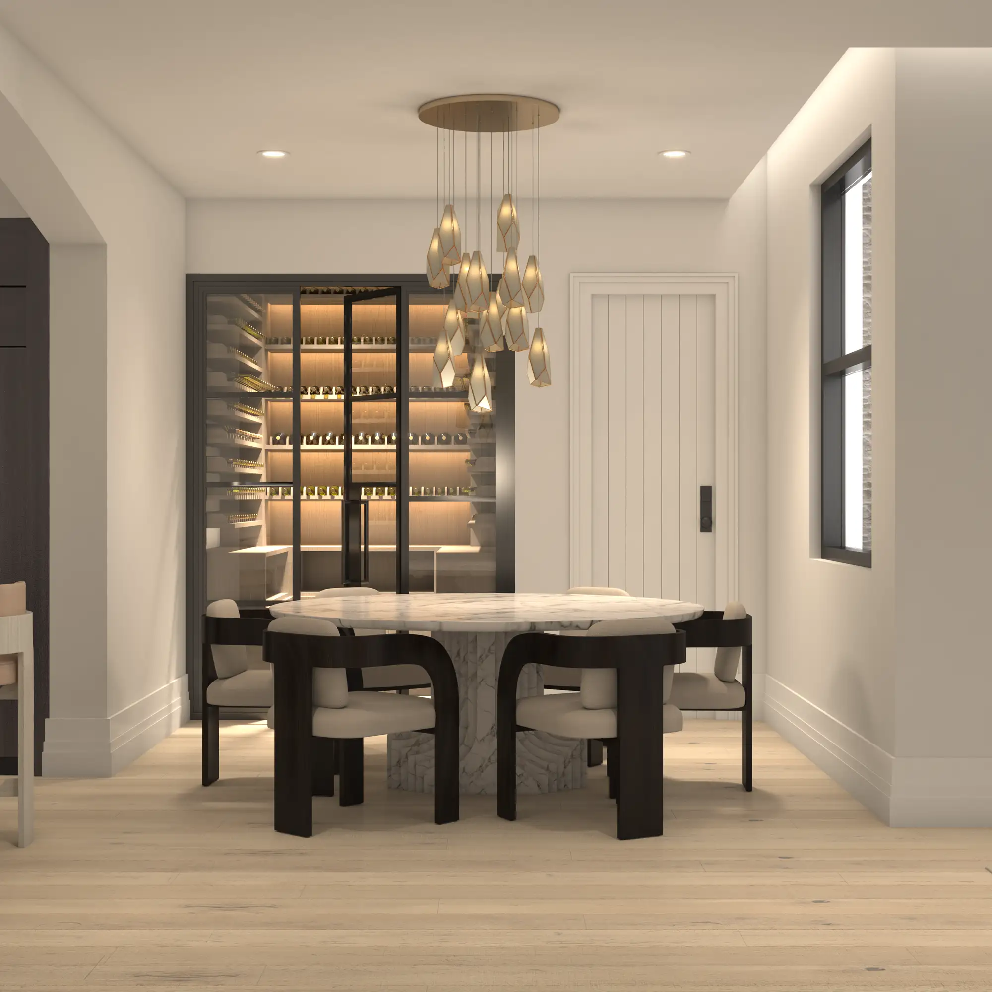 dining room and wine closet