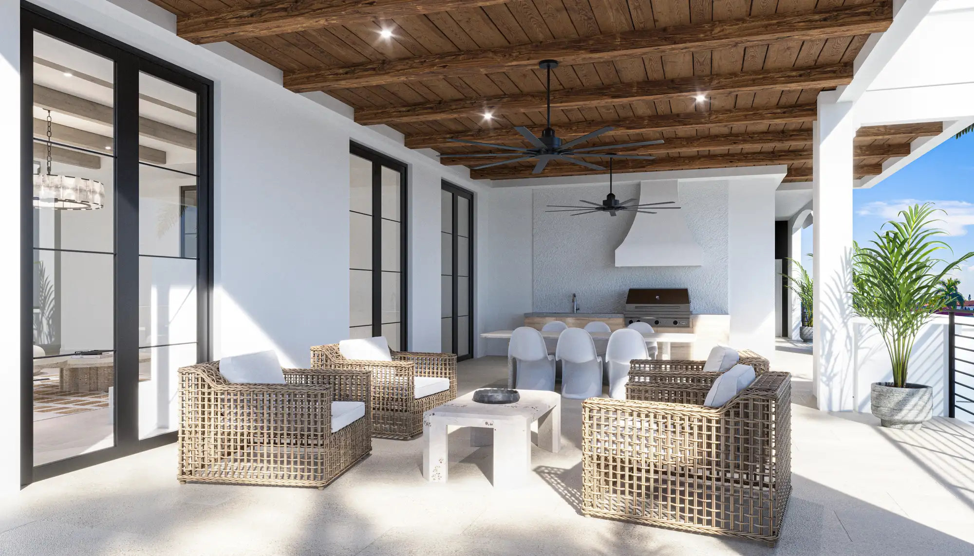 covered lanai and outdoor kitchen view