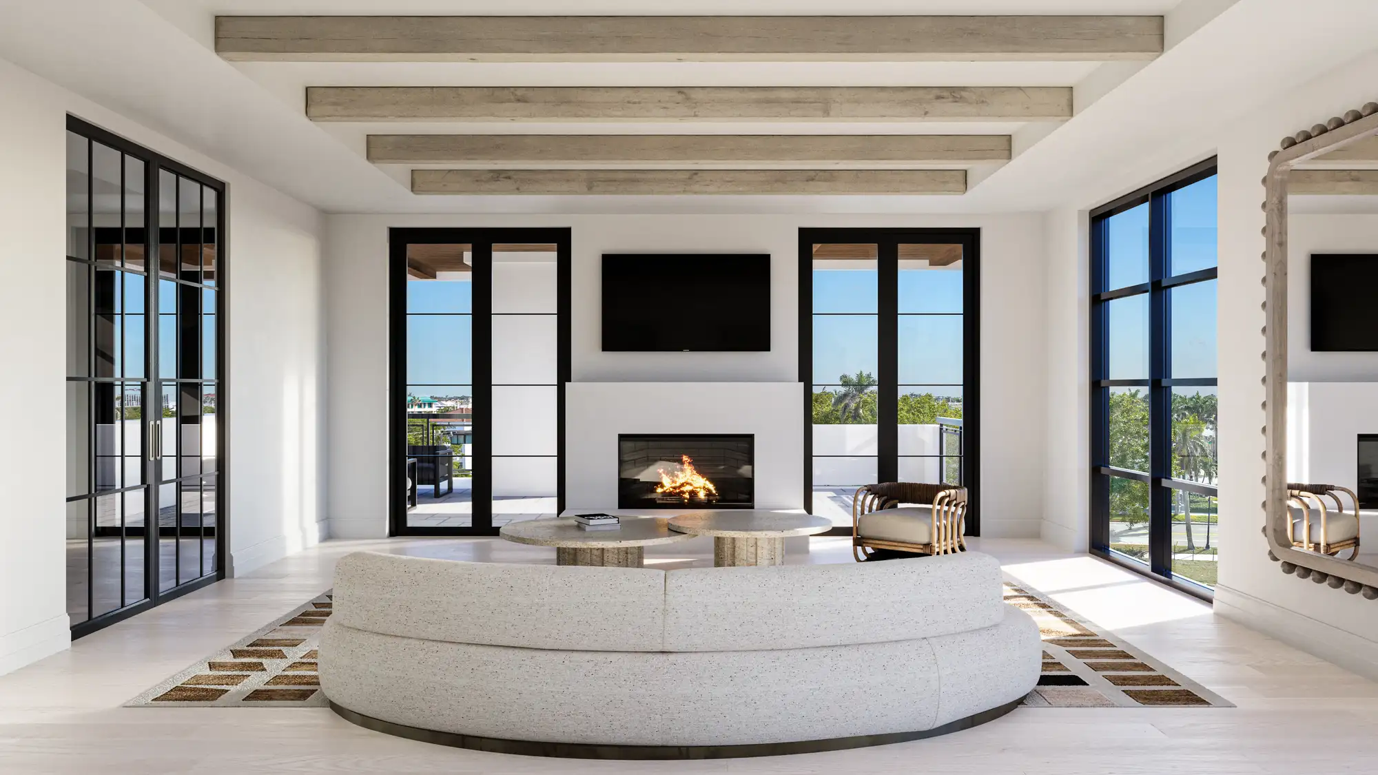 fire place and living room